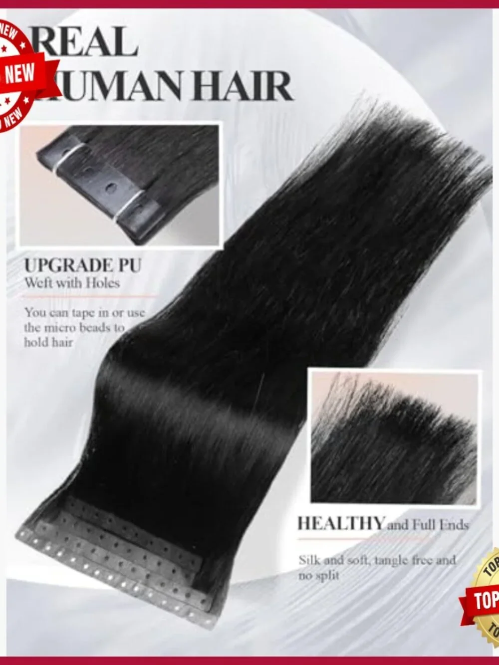 Human Hair Extensions 22 Inch Invisible Weft Glueless 40g 4Pcs